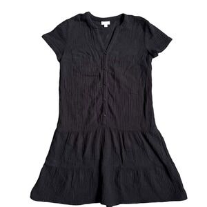 J Jill Dress Womens Gauzy Cotton Tiered Drop Waist Mini Dress Size XS Minimalist